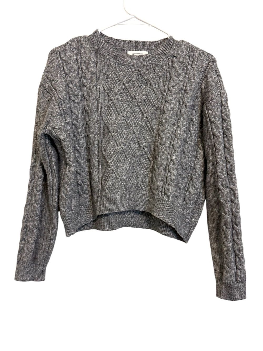 2/$30 No Comment Gray Cable Knit Cropped Sweater Size Small